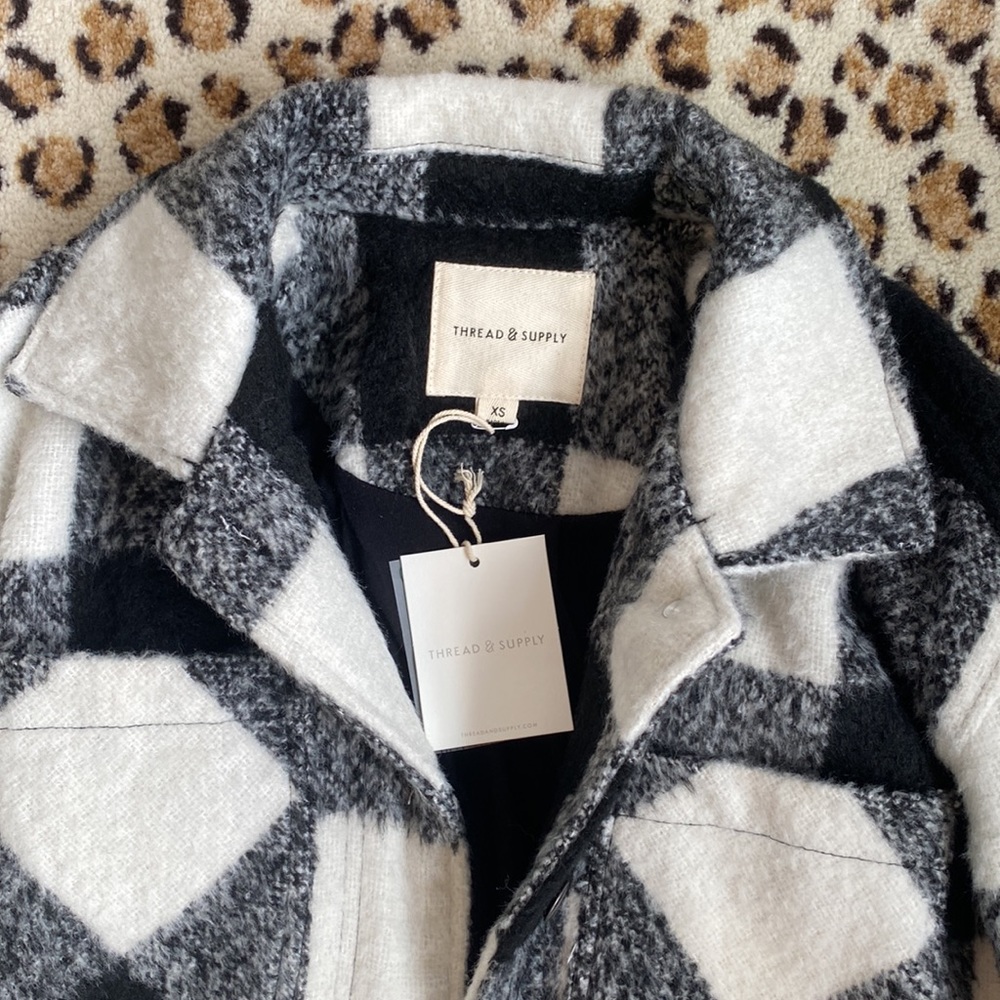 NWT- black and white checkered shacket - Picture 2 of 7